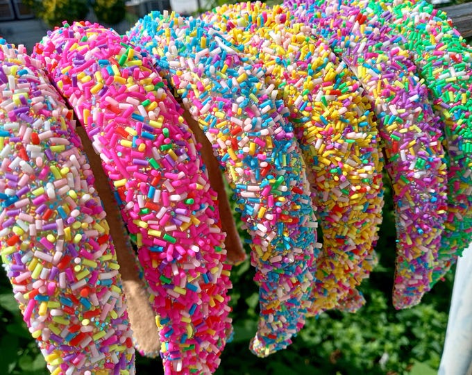 Name Birthday Sparkle Headband-Confetti Glitter-Party Headband Rainbow Confetti-Personalized Headband-Summer Candy Headband Women Girl