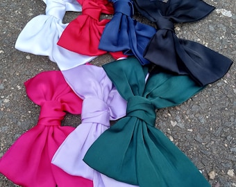 Big Hair Bows-Satin Women-Giant Hair Bow-Coquette Hair Bow Pattern-Big Ponytail Holder-Big Bow-Viral Bow Solid Basic Color Tail Gift