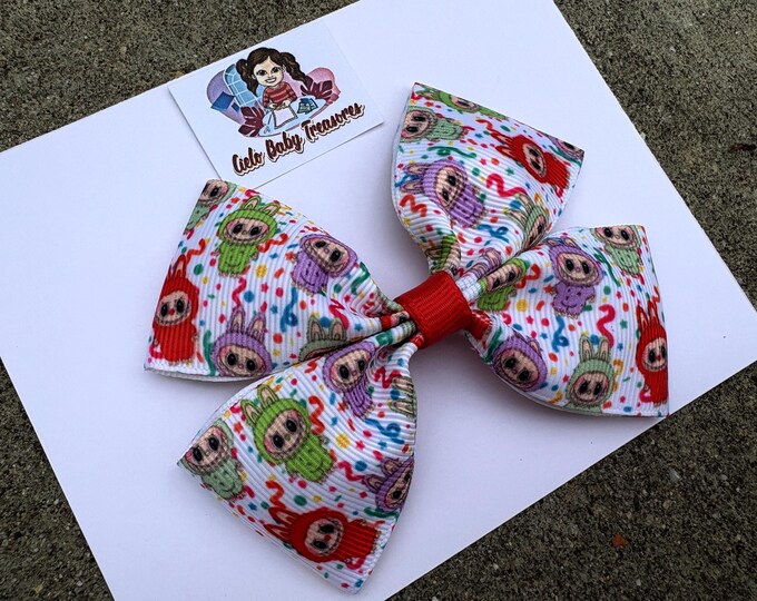 Doll with Big Teeth Hair Bow: Handmade Stuffed Animal Pigtail Clip