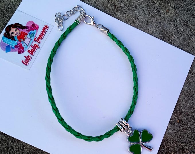 Patrick’s Day Adjustable bracelet-Women or Men Patrick’s Day-4 leaf clove-Cord-Handmade braiding-Jewelry Good luck-Charm Party Favor Adult