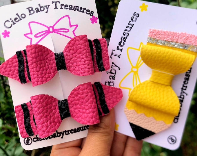 Pencil Hair Clip: Back to School Bow Accessory