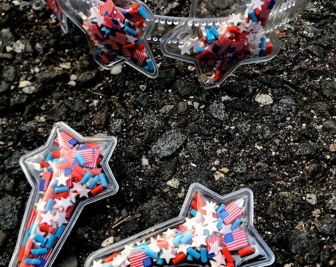 Shaker Bow Patriotic/July 4th Confetti Bows/Snap Clip Independence Day/PVC Confetti Plastic Headband Girl/Hair Bow/Flag accessories