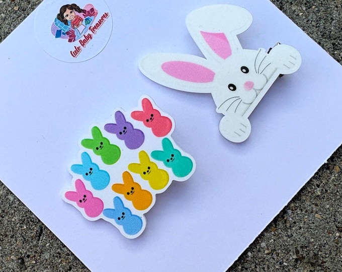 Resin Bunny Hair Clips: Pastel Colors-Sequin Toddler Costume Accessories