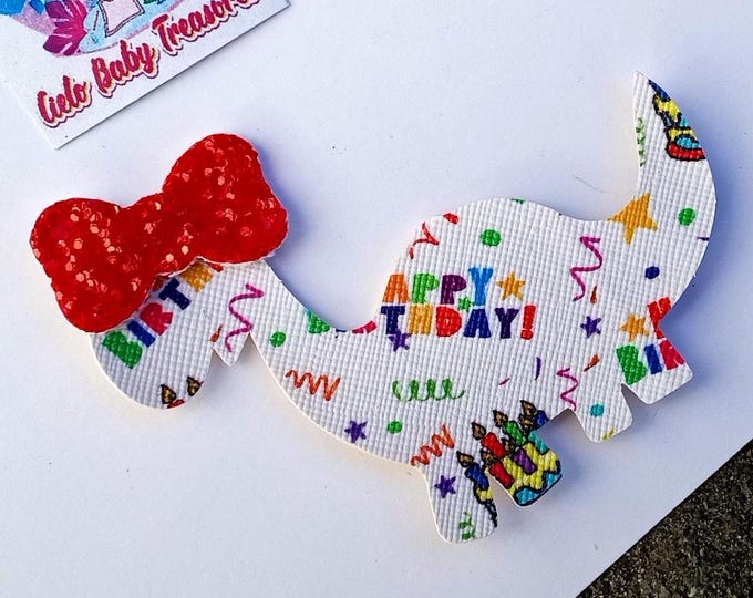 Birthday Dinosaur Hair Clip: Handmade Stegosaurus Bow