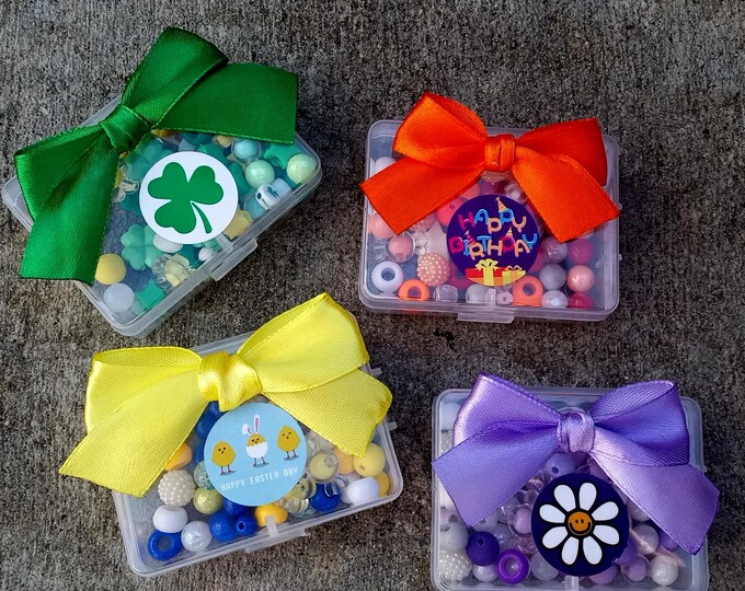 DIY Bead Bracelet Kit: Rainbow Party Favor, Kids Jewelry Making