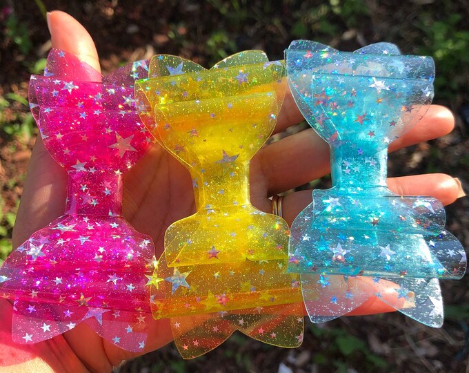 Stars Glitter Waterproof Hair Bow: Summer Pool Party Clip