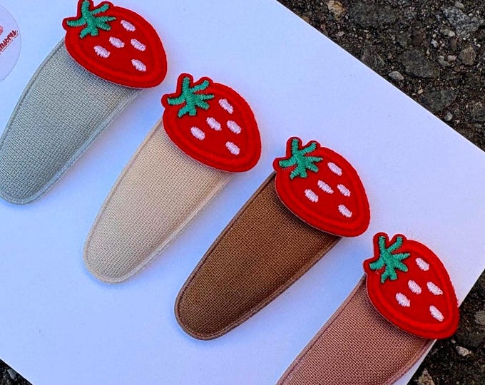 Strawberry Snap Clips–Nude Non slip clips For Baby Girls-toddler Summer Fruit