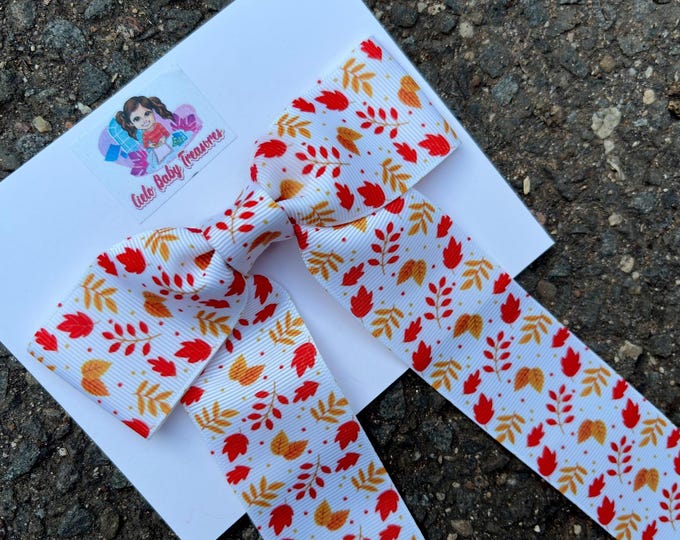 Fall Coquette  Leaves Hair Bow: Thanksgiving Hair Clip