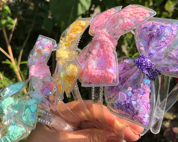 Diadema de plástico con conchas, corazones, estrellas, lentejuelas, confeti, colores pastel, brillantes, para niñas y niñas grandes, verano