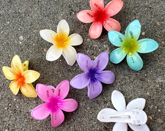 Small Hibiscus Flower Hair Clip: Hawaiian Summer Acetate Jewelry
