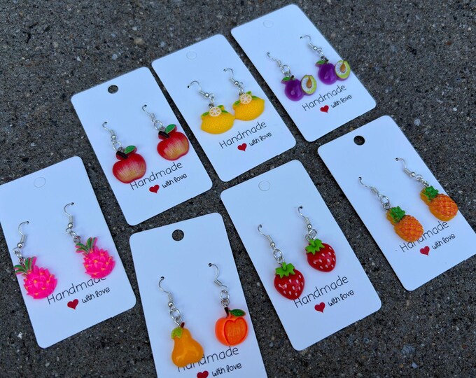 Kawaii Clay Fruit Earrings: Summer Dangle Jewelry
