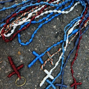 Handmade Knotted Cord Rosary: Black & Olive Green Twine Necklace
