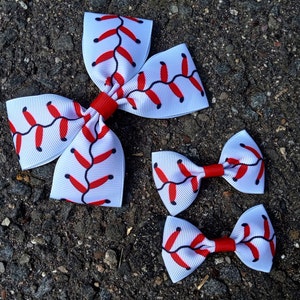 Baseball Bow Headband: Red & White Nylon Hair Bow