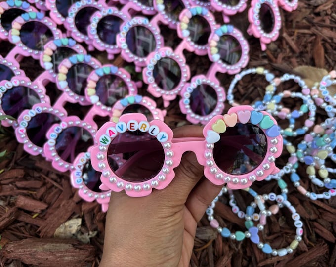 Personalized Kids Sunglasses & Bracelet Set: Handmade Toddler Jewelry