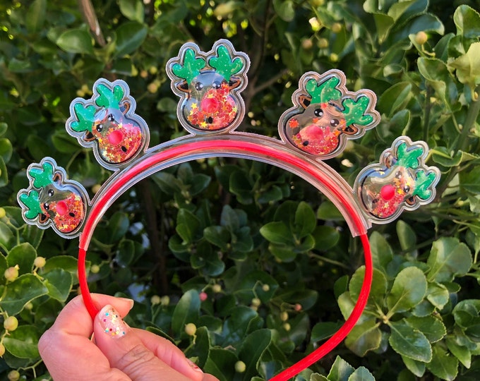 Beautiful Headband of Reindeer,Confetti Plastic Red Headband/Baby Girls Sparkle Headband Glitter Sequin Christmas,Cute horns,Shaker headband