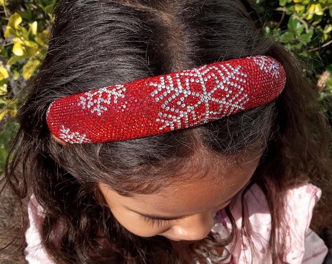 Headbands with Diamond Red or Green-Glitter Silver Snow-MOM and Me-Christmas Girls-Women Glitter-Accessories-Perfect Gift-Holiday