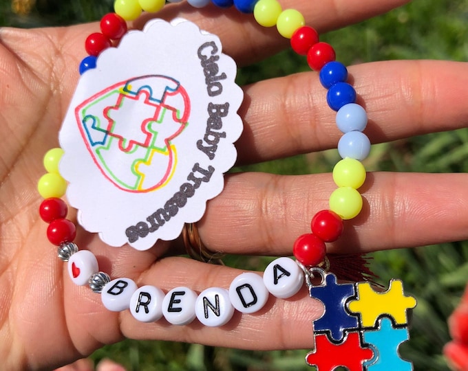 Personalized Autism Bracelet-Autism Awareness Jewelry-Puzzle Piece Charm-Bracelet for Girls-Boys or MOM-DAD-Jewelry for Toddler,Bracelet