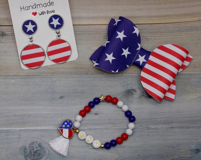 MOM and ME,My First July 4th bow,Holiday Bow,Newborn Hair Bow 4th of July Bow,Nylon headband,Baby Girl Bow 4th of July Patriotic,