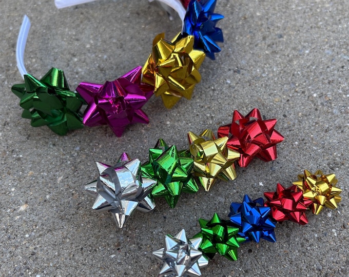 Earrings, Large hair clip or Headband Christmas gifts with bow for wrapping gifts