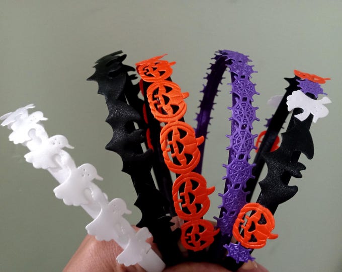 Halloween Satin Headbands-Ghost-Pumpkin-Ghost-Frog-Web Spider -Bat-Spooky-Fall Hair Accessory-Toddler-Women