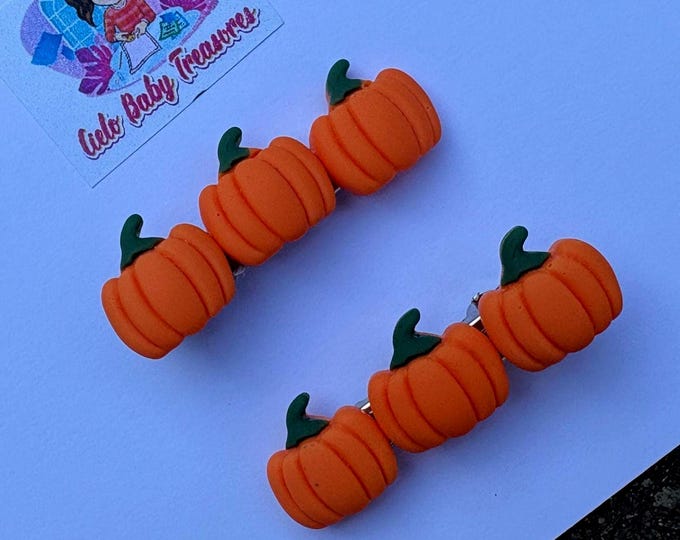 Set Pumpkin hair pins-Fall clip barrettes-Acrylic Hairpin Resin Clips-Trick or Treat-Halloween Hair Claw-Gift-Women Girl-Fun-Alligator