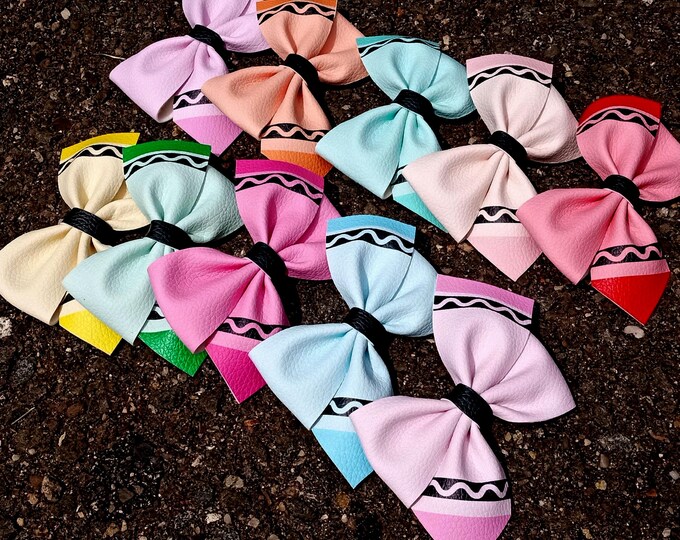 Handmade Crayon Hair Bow: Back to School Pencil Clip