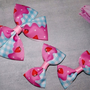 Strawberry Hair Bows: Handmade Boutique Ribbon Clip or Headband