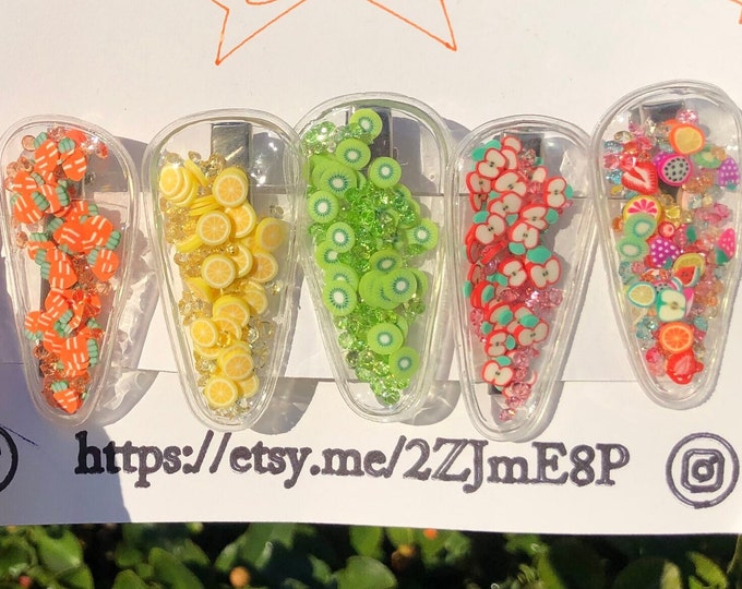Fruits Shaker Snap Clips: Confetti Summer Hair Clips