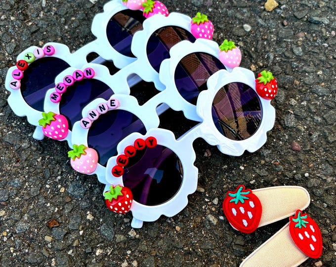 Fun Strawberry Sunglasses and Snap Clips-Unique Fruit Hair Pins-