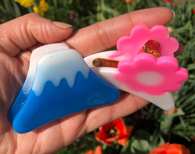 Pink Flower Hair Claw Clip: Handmade Acetate Acrylic Hair Accessory