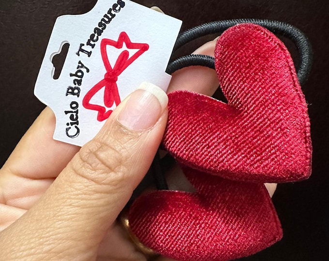 Velvet Heart Hair Clip Set: Baby Toddler Valentine's Day Accessories
