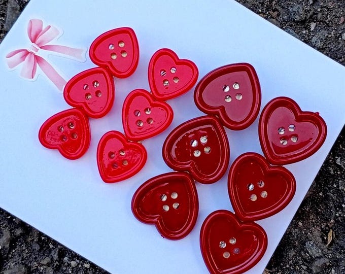 Red Heats Button Hair Clips – Love Toddler Barrettes for Girls' Bangs