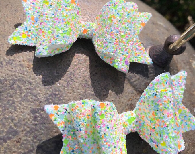 Glitter Pigtail Hair Bows - Double Stacked Set of 2