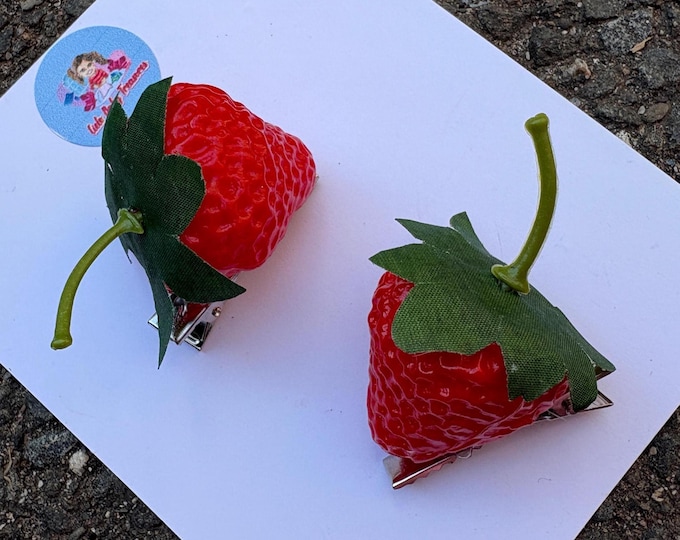 Strawberry Hair Clips: Minimalist Acetate Barrette Set