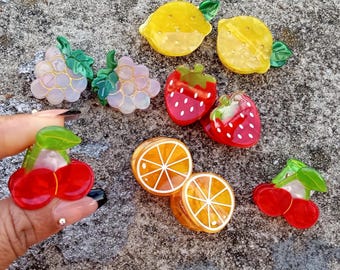 Set of 2 Small Fruits Hair Clips/Claws Fruits Plastic/Girls or Women/Her gift Summer/Minimalist Acetate/Tortoise Barrette/Acrylic Hairpin