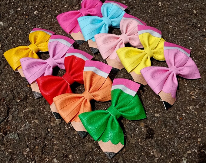Handmade Pencil Hair Bow: Back to School Alligator Clip