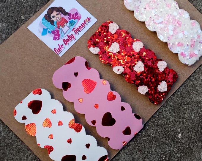 Snap Clips-Happy Valentine's Day Love Hearts Conversation Red,Pink,White-Girl-XOXO Best Friend Gift-kid Present-Sweet Love