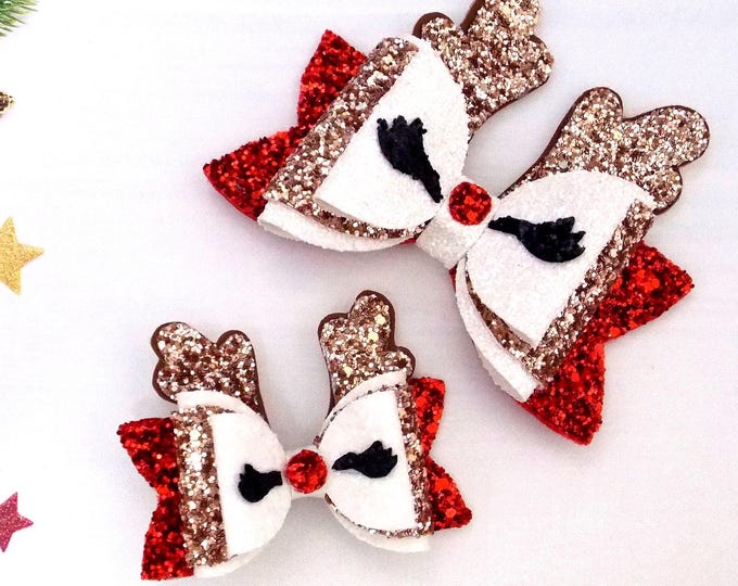 Reindeer headband,christmas bow,christmas hair clip,Reindeer hair bow,christmas headband,baby headband,Holiday Coleccion