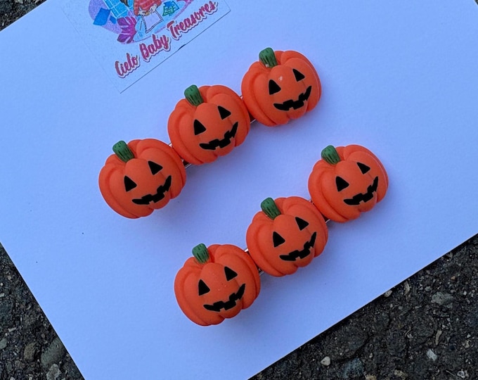 Set Pumpkin with Face hair Clip-Fall clip barrettes-Acrylic Hairpin Resin Clips-pumpkin-Halloween Claw-Gift-Women Girl-Fun-Alligator Clip