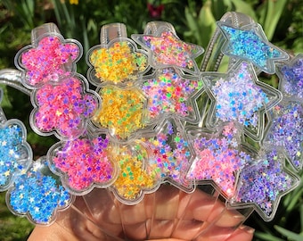 1 Inch,Confetti Shaker Headbands of Hearts/Flowers/Crowns/Bunny and Stars/Girl Sparkle Glitter Sequin Back to School HeadbandSummer,Carrots