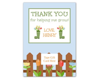 Gift Card Holder for Teacher Appreciation Week or End of School Thank you for Helping Me Grow
