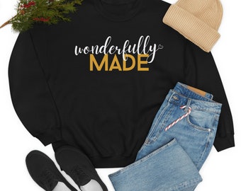 Wonderfully Made Crewneck Sweatshirt, Inspirational Sweatshirt, Psalm 139 Sweatshirt, Sweatshirt for Women, Women's Gift, Women's Sweatshirt