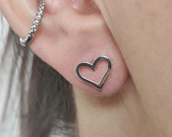 925 Sterling Silver Heart Stud Earrings, Love Stud Earrings, Earrings for Her