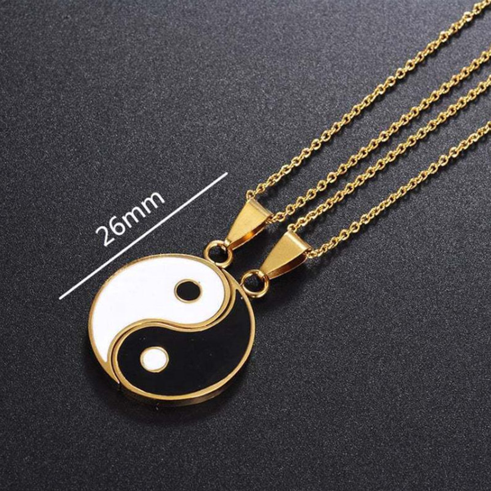 Yin Yang Friendship Necklace Yin Yang Pendant Yin Yang Etsy UK