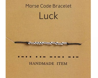 Morse Code Secret Message "Luck" Adjustable Bracelet Gift Present
