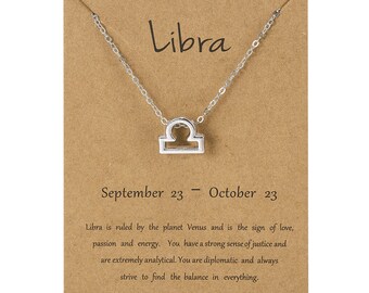 Libra Star Sign Pendant Necklace 