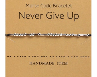 Morse Code Geheime Nachricht "Never Give Up" Freundschaft Paar Einstellbar Armband Geschenk Geschenk