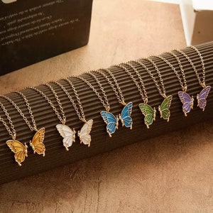 Butterfly Friendship Necklace, 2 Separate Chained Butterly Pieces, 6 Different Colours, Friendship Necklace For 2