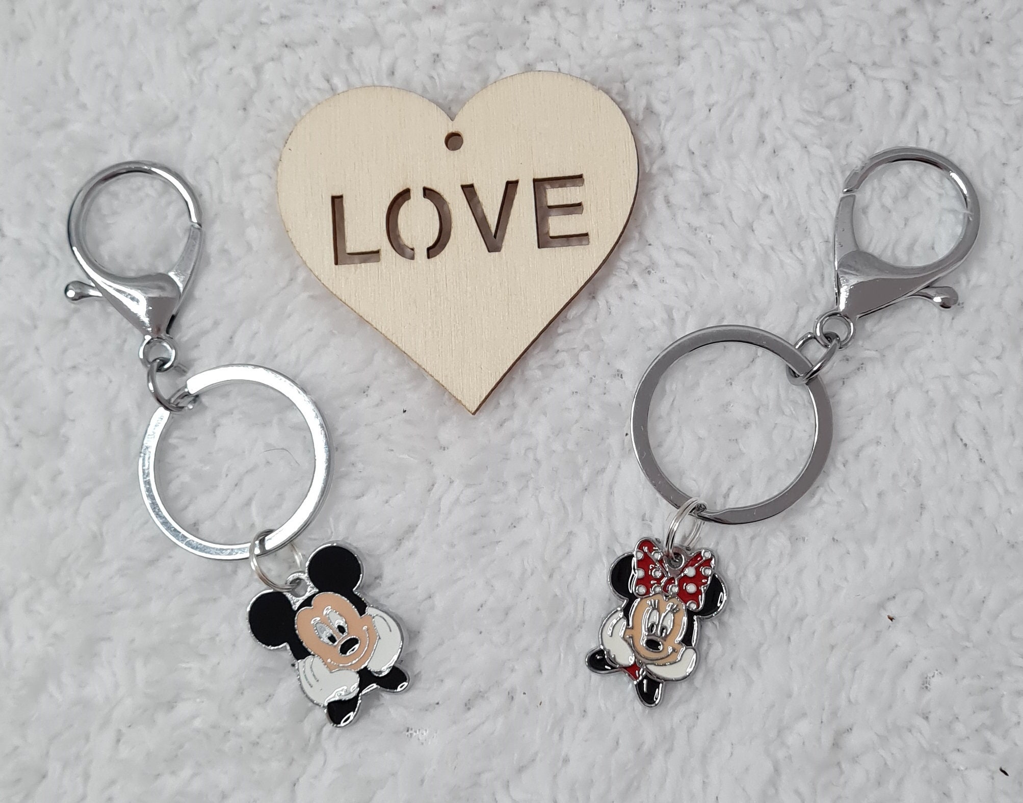 Minnie Keychain Keyring in Handmade Personalised Gift Pouch 