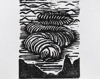 Sandworm Mini Linoprint Linocut Print